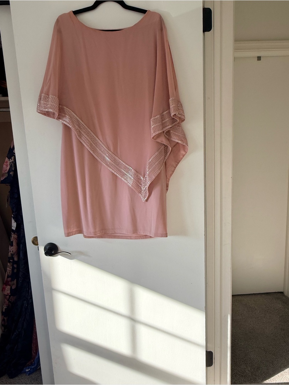 SLNY Blush Pink Embellished Caftan Tunic